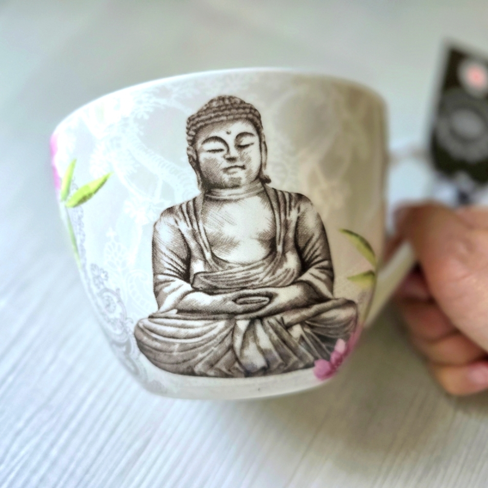NEW! Portobello By Design Bone China Buddha Art Coffee Tea Mug